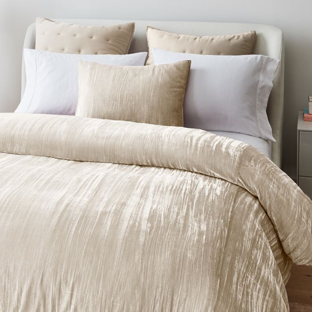 West Elm Crinkle Velvet Duvet Cover